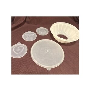Vintage Tupperware 4c. Jello Mold  #616  w/3 insert molds JEL-N-SERVE‎